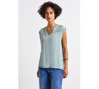 Street One - Crinkle Blusentop mit Tape blau - Gr. - 40