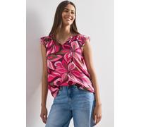 Blusentop STREET ONE, Damen, Gr. 40, pink (magenta dream), Stoff, 100% Polyester, geblümt, normal normal, Rundhals, Rüschen, Blusen Blusentop, in Blusen-Optik, Topseller (19555433-40) magenta dream