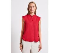 Street One Hemdbluse Damen ärmellos mit Rüschen Rundhals 60% Leinen/40% Baumwolle Gr. 40 rot