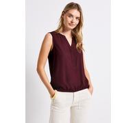 Blusentop STREET ONE, Damen, Gr. 40, rot (schwarz cherry rot), Stoff, 100% Viskose, unifarben, normal normal, V-Ausschnitt, abgesteppt, Blusen Blusentop (93598005-40) schwarz cherry rot