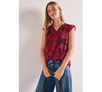 Blusentop STREET ONE, Damen, Gr. 42, salsa rot, Stoff, Obermaterial: 100% Polyester. Futter: 100% Modal, gemustert, normal normal, Rundhals, Volant, Blusen Blusentop, mit Chiffon-Layer (75834623-42) s