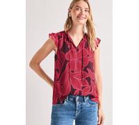 Blusentop STREET ONE, Damen, Gr. 42, salsa rot, Stoff, Obermaterial: 100% Polyester. Futter: 100% Modal, gemustert, normal normal, Rundhals, Volant, Blusen Blusentop, mit Chiffon-Layer (75834623-42) s