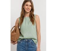 Blusentop STREET ONE, Damen, Gr. 42, soft jade grün, Web, 60% Leinen, 40% Baumwolle, unifarben, normal normal, Rundhals, abgesteppt, Blusen Blusentop, in Unifarbe (11821744-42) soft jade grün