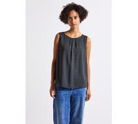 Blusentop STREET ONE, Damen, Gr. 44, blau (deepwater blau), Stoff, 100% Viskose, gemustert, normal normal, Rundhals, abgesteppt, Blusen Blusentop, aus softer Viskose (63612734-44) deepwater blau