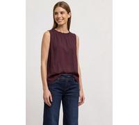 Blusentop STREET ONE, Damen, Gr. 44, braun (rustic rouge), Stoff, 100% Viskose, unifarben, regular fit normal, Rundhals, abgesteppt, Blusen Blusentop, aus softer Viskose (28130864-44) rustic rouge