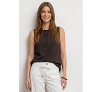 Blusentop STREET ONE, Damen, Gr. 44, braun (schwarz coffee), Stoff, 100% Viskose, unifarben, regular fit normal, Rundhals, abgesteppt, Blusen Blusentop, aus softer Viskose (87493138-44) schwarz coffee
