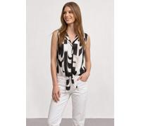 Blusentop STREET ONE, Damen, Gr. 44, espresso braun, Stoff, 100% Viskose, normal normal, V-Ausschnitt, abgesteppt, Blusen Blusentop, mit Knotendetail am Saum (71814138-44) espresso braun
