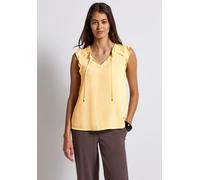 Blusentop STREET ONE, Damen, Gr. 46, gelb (buttercream gelb), Stoff, 100% Viskose, unifarben, normal normal, Rundhals, Rüschen, Blusen, aus softer Viskose (95830444-46) buttercream gelb