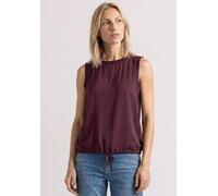 Blusentop STREET ONE, Damen, Gr. 46, rustic rouge, Stoff, 88% Viskose, 12% Polyamid, unifarben, normal normal, Rundhals, abgesteppt, Blusen Blusentop, mit Kordelzug und Schleife (28277528-46) rustic r