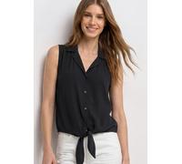 Blusentop STREET ONE, Damen, Gr. 46, schwarz, Stoff, 100% Viskose, unifarben, klassisch normal, V-Ausschnitt, normaler Saum, Blusen Blusentop, in Unifarbe (44379421-46) schwarz