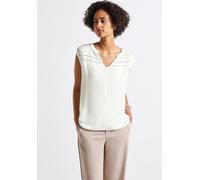 STREET ONE Damen 3411801 Crinkle Blusentop mit Tape, Off White, 46