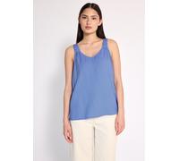Blusentop STREET ONE STUDIO, Damen, Gr. 34, blau (sunset blau), Stoff, 100% Viskose, unifarben, regular fit normal, V-Ausschnitt, abgesteppt, Blusen Blusentop, aus softer Viskose (66828468-34) sunset 
