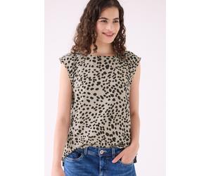 Blusentop STREET ONE STUDIO, Damen, Gr. 36, schwarz, Stoff, 100% Viskose, klassisch normal, Rundhals, normaler Saum, Blusen Blusentop, im Leo Design (29865040-36) schwarz
