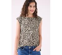 Blusentop STREET ONE STUDIO, Damen, Gr. 38, schwarz, Stoff, 100% Viskose, klassisch normal, Rundhals, normaler Saum, Blusen Blusentop, im Leo Design (29865040-38) schwarz