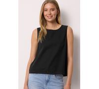 Blusentop STREET ONE STUDIO, Damen, Gr. 46, schwarz, Web, 100% Baumwolle, unifarben, normal normal, Rundhals, abgesteppt, Blusen Blusentop, aus reiner Baumwolle (35993529-46) schwarz