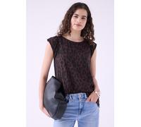 Blusentop STREET ONE STUDIO, Damen, Gr. 46, very berry, Stoff, 100% Viskose, klassisch normal, Rundhals, normaler Saum, Blusen Blusentop, im Leo Design (49675768-46) very berry