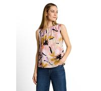 Blusentop TOM TAILOR, Damen, Gr. 42, bunt (big abstract flower print), Web, Obermaterial: 70% Viskose, 30% Lyocell, geblümt, regular fit hüftbedeckend, Rundhals, Blusen Blusentop, mit Allover-Muster u