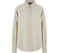 Blusentop URBAN CLASSICS "Urban Classics Damen Ladies Linen Mixed Oversized Shirt", Damen, Gr. 3XL, beige (softseagrass), 55% Leinen, 45% Baumwolle, unifarben, Blusen Blusentop (95643710-XXXL) softsea