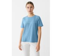 Blusentop VERO MODA "VMALVA CROCHET SS TOP WVN GA", Damen, Gr. S (36), blau (airy blau), Web, Obermaterial: 100% Polyester, unifarben, regular fit normal, Rundhals, Blusen Blusentop (61313744-S) airy