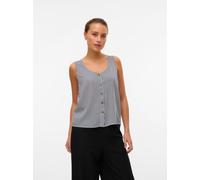 Blusentop VERO MODA "VMBUMPY SL SHIRT WVN GA NOOS", Damen, Gr. S, weiß (india ink stripes:snow weiß), Web, Obermaterial: 100% Viskose, gestreift, regular fit taillenbedeckt, Rundhals, Blusen Blusentop