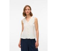Blusentop VERO MODA "VMNATALI SL TOP WVN GA", Damen, Gr. M, weiß (snow weiß), Web, Obermaterial: 100% Baumwolle, unifarben, regular fit normal, V-Ausschnitt, Blusen Blusentop (76888907-M)