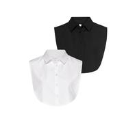 Blusentop VIVANCE, Damen, Gr. 2 (40/46), schwarz-weiß (schwarz, weiß), Web, Obermaterial: 50% Baumwolle, 50% Polyester, unifarben, figurumspielend kurz, Blusen Blusentop, im Doppelpack, Blusenkragen,