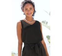 Blusentop VIVANCE, Damen, Gr. 40, schwarz, Web, Obermaterial: 100% Polyester, unifarben, figurumspielend hüftlang, V-Ausschnitt, Blusen Blusentop, mit V-Ausschnitt, Basic, Damentop (13152103-40) schwa