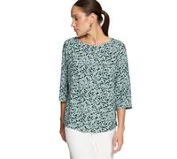 Blusentop ZERO "Damen mit Print.", Damen, Gr. 38, grün (dunkelgrün, blau), Obermaterial: 100% Viskose, figurbetont normal, U-Boot-Ausschnitt, Blusen Blusentop (82004206-38) dunkelgrün, blau