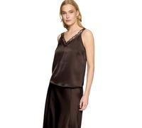 Blusentop ZERO "Damen mit V-Ausschnitt", Damen, Gr. 40, chocolate plum, Spitze, Obermaterial: 100% Polyester, glänzend, figurbetont normal, V-Ausschnitt, Blusen Blusentop (49064932-40) chocolate plum