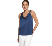 Blusentop ZERO "Damen mit V-Ausschnitt", Damen, Gr. 40, sargasso sea, Spitze, Obermaterial: 100% Polyester, glänzend, figurbetont normal, V-Ausschnitt, Blusen Blusentop (31851211-40) sargasso sea