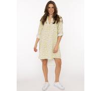 Blusentop ZWILLINGSHERZ "Rom", Damen, neongelb, Web, Obermaterial: 100% Baumwolle, oversize knielang, V-Ausschnitt, Krempelärmel, Blusen Blusentop, Turn-Up Ärmel, V-Neck. Leo-Muster, Musselin (7838243