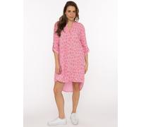 Blusentop ZWILLINGSHERZ "Rom", Damen, rosa (flieder), Web, Obermaterial: 100% Baumwolle, oversize knielang, V-Ausschnitt, Krempelärmel, Blusen Blusentop, Turn-Up Ärmel, V-Neck. Leo-Muster, Musselin (3