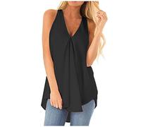 Blusentops Damen Ärmellos | Chiffon Bluse Damen V Ausschnitt Chiffon Oberteile Locker Sommer Top Weiche Damentop Einfarbig Sommertops Leicht Sommer Blusen Casual Tanktops Unterhemden Sommer-Weste