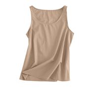 Blusentops Damen Ärmellos Leinen Leinenbluse Damen Sommer Kurz Sommertops Locker Leinentop Rundhals Leinenhemd Leichte Dünne Oberteile Lässige Musselinblusen Bequeme Tanktop Elegant Unterhemd