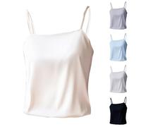 Blusentops Damen Elegant Ärmellos Satin-Top Elegant Seidentop Oberteile Sommer Spaghetti Tank Tops Mit Verstellbare Träger T-Shirt Basic Cami Trägertop Trägertop/Satinbluse/Sommertop