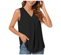 Blusentops Damen Elegant Tank Top Sommer Chiffon Bluse Ärmellose V Ausschnitt Trägertop Lässige Tanktop Einfarbig Sommertop Business Blusentop Einfache Leicht Modernem Tanktops