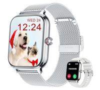 Blutdruck Smartwatch Damen Telefonfunktion für Apple Samsung Huawei Xiaomi | 1.96" AI Fitnessuhr, Bluetooth-Anrufe, 100+ Sportmodi, Herzfrequenz, Schlaf, IP67 Wasserdicht, Schrittzähler, 2 Armbänder