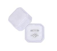 BLUTETE Quadratische achteckige Ringschatulle mit 2 Schlitzen für Hochzeit, Verlobung, Ring-Set, Andenkenbox, Brautfoto-Geschenkbox (weiß)