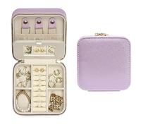 BLUTETE Reise-Schmuckschatulle aus Saffiano-Leder mit Spiegel | tragbare Schmucktasche mit Reißverschluss | mehrere Fächer Schmuck-Organizer | beliebtes Geschenk Schmuckschatulle Ringe Ohrringe