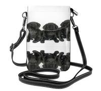 BLWSLC Niedliche schwarze Umhängetasche aus Leder mit Mops-Motiv, geeignet für Reisen, Wandern, Camping oder den täglichen Gebrauch.