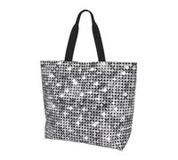 BLWSLC Ukrainische Stickerei Stil Rose Muster Tote Schultertasche Reise Seesack für den täglichen Einkauf, Strand und Fitness, Silbernes Pailletten-Funkel-Muster, Einheitsgröße