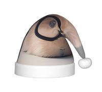 BLWSLC Weihnachtsmütze für Kinder, Meerschweinchen mit Brille, bedruckt, festliche Weihnachtsmütze, geeignet für Feiertage, Partys und Winterkleidung im Freien