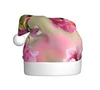 BLWSLC Weihnachtsmütze mit Vogel im Pfirsichbaum, bedruckt, für Erwachsene, Weihnachtsdekoration, geeignet für Bühnenaufführungen, Feiertagsfeiern