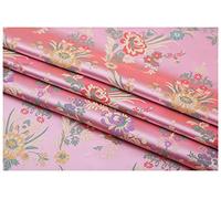 BNALU Satinstoff meterware Begonia Blume Jacquard Brokat Stoff 75cm Breit Meterware Für Kleidung Handarbeit Taschen Kissen Cheongsam(Color:Rosa)