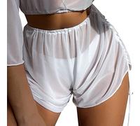 Boardshorts für Damen Große Größen Sexy Mesh Durchsichtig Badeshorts Bademode Kurze Badehose Bikinihose Strand Schwimmshorts Transparente Chiffon Bikini Cover Up Sport Yoga Shorts Hotpants