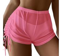 Boardshorts für Damen Große Größen Sexy Mesh Durchsichtig Badeshorts Bademode Kurze Badehose Bikinihose Strand Schwimmshorts Transparente Chiffon Bikini Cover Up Sport Yoga Shorts Hotpants