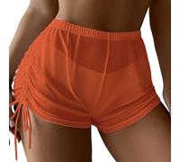 Boardshorts für Damen Große Größen Sexy Mesh Durchsichtig Badeshorts Bademode Kurze Badehose Bikinihose Strand Schwimmshorts Transparente Chiffon Bikini Cover Up Sport Yoga Shorts Hotpants