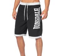Boardshorts LONSDALE "CLENNELL", Herren, Gr. M, N-Gr, schwarz-weiß (schwarz, weiß), Obermaterial: 100% Polyester. Futter: 100% Polyester, bedruckt, unifarben mit Farbeinsätzen, bequem, Hosen, Badeshor