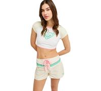 Boardshorts ROXY "The Swell Cheeky Baby 2", Damen, Gr. XL, cloud dancer swell plaid, Obermaterial: 72% Microfaser, 18% Microfaser, 10% Walkfrottier;, Hosen (21426752-XL) cloud dancer swell plaid