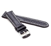 Bob Herren Uhrenarmband Alligator Style Modell Chrono 24 mm Schwarz